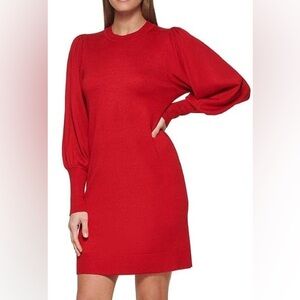 Vince Camuto Vibrant Red Long Sleeve Dress